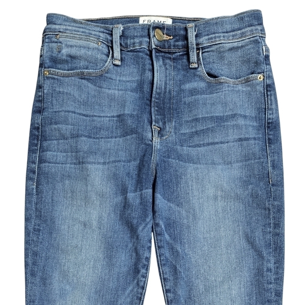 Frame Le High Skinny Ankle Jeans Triangle Cut Released Hem Revere Wash - Picture 3 of 10